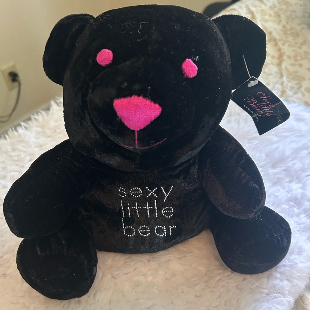 Victoria's Secret Black and Pink Plush Bear